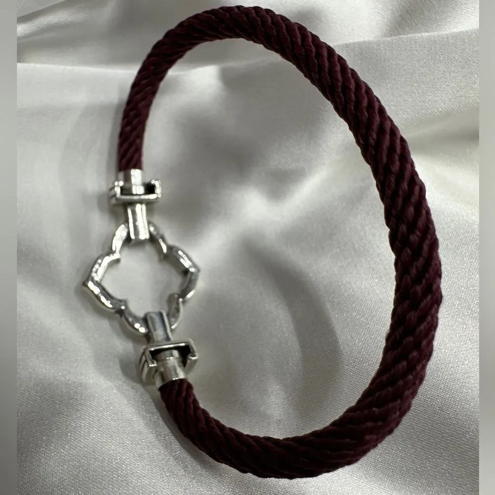 Brighton Burgundy Rope Bracelet with Silver-Tone Clasp & Crystal Accents